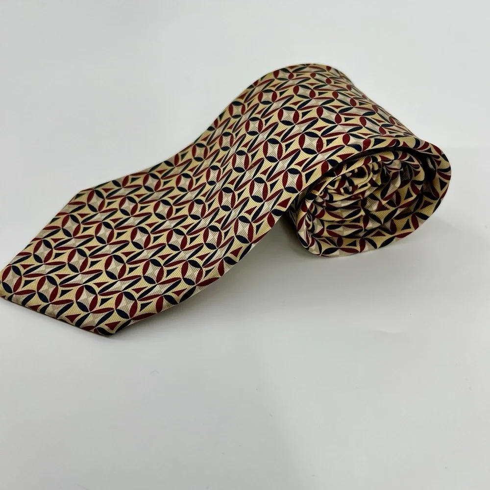 Brooks Brothers Men's Silk Woven Tie Beige Necktie **Read Description